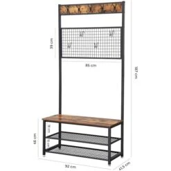 Vasagle Garderobenständer HSR46BX, Vintage, Mit 14 Haken, Metall / Holz, Schwarz / Braun -Maul Shop df0ea32861a2e658b1c847e8de629ea3d574f5d3 garderobenstaender vasagle hsr46bx vintage