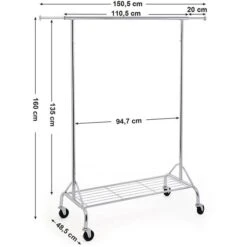 Songmics Garderobenständer HSR02S, Bis 50 Kg, Mit Rollen, Ausziehbar, Metall, Silber 11 Songmics Garderobenständer HSR02S, Bis 50 Kg, Mit Rollen, Ausziehbar, Metall, Silber -Maul Shop e59d53c6718cfa4db7bbaec3aad9ff617e5a7c74 garderobenstaender songmics hsr02s bis 50 kg