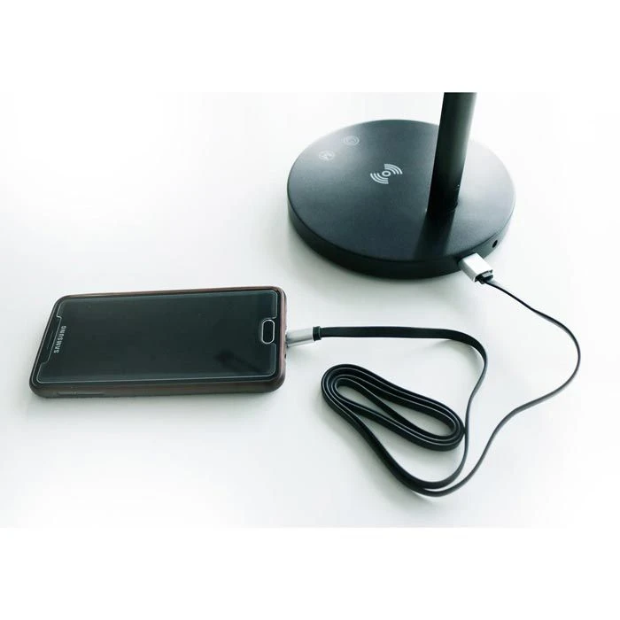 Unilux Schreibtischlampe Diva Schwarz, Dimmbar, USB, Qi-Ladegerät, Mit Standfuß 5 Unilux Schreibtischlampe Diva Schwarz, Dimmbar, USB, Qi-Ladegerät, Mit Standfuß – Bild 3