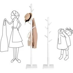 Vasagle Garderobenständer RCR010W02, Mit 8 Haken, Holz, Weiß -Maul Shop f08f8ae9b2d7978b682903ad0bc04fb98ade58b4 garderobenstaender vasagle rcr010w02