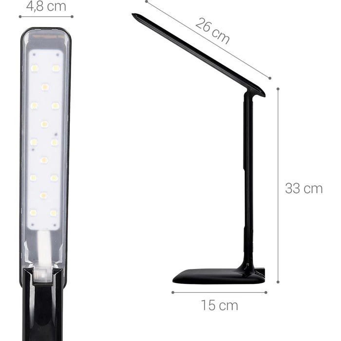 Kwmobile Schreibtischlampe LED, Dimmbar, USB, Uhr, Temperatur, Kalender, Schwarz 4 Kwmobile Schreibtischlampe LED, Dimmbar, USB, Uhr, Temperatur, Kalender, Schwarz – Bild 2