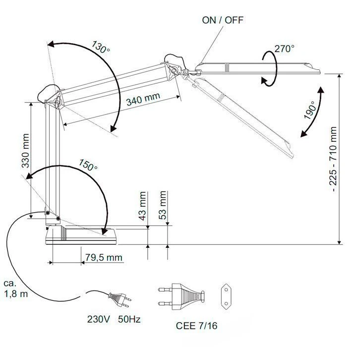 Maul Schreibtischlampe Maulatlantic, Standfuß, Silber 4 Maul Schreibtischlampe Maulatlantic, Standfuß, Silber – Bild 2