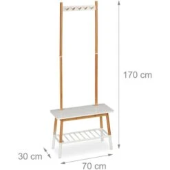 Relaxdays Garderobenständer 10027500, Mit Ablage & 5 Haken, Bambus, Natur / Weiß -Maul Shop f657ff7e1688ed6289858df288f734b7ee4db7a2 garderobenstaender relaxdays 10027500