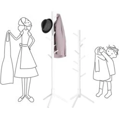 Vasagle Garderobenständer RCR04WT, Mit 8 Haken, Holz, Weiß -Maul Shop f974e67d2596f0ae0beea84e1096c3bbc10ad89a garderobenstaender vasagle rcr04wt