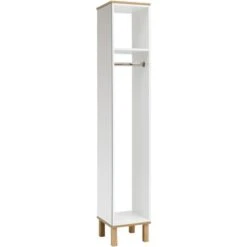 Schildmeyer Garderobenständer Padua 142314, Mit Spiegel Und Hutablage, Holz, Weiß / Eiche