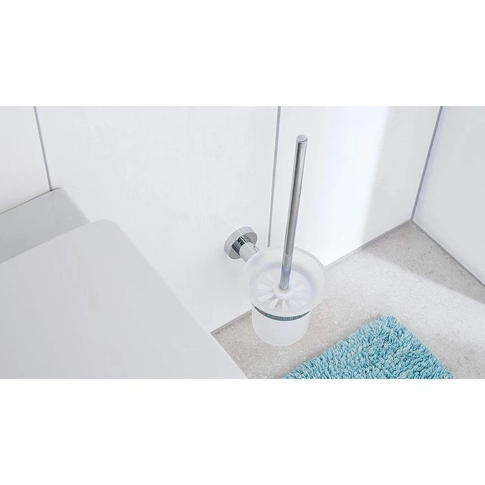 Tesa WC-Bürste Loxx, Weiß / Chrom, Bürstenhalter Aus Glas, Zur Wandmontage 7 Tesa WC-Bürste Loxx, Weiß / Chrom, Bürstenhalter Aus Glas, Zur Wandmontage – Bild 5