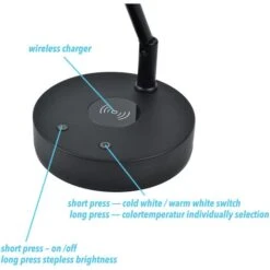 Infitronic Schreibtischlampe IN78LEDKLB1 LED, Dimmbar, QI-Ladegerät, USB, Standfuß, Schwarz -Maul Shop fec7e7edfd925f50abc7560250889f6ac11c9b7e schreibtischlampe infitronic in78ledklb1 led